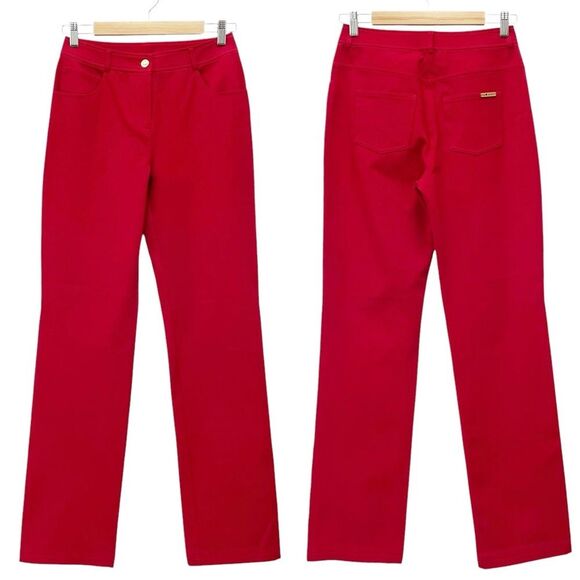 Vintage St. John Sport Pants Red Straight Leg Stretch Trouser Women’s Size 2 - Picture 12 of 12